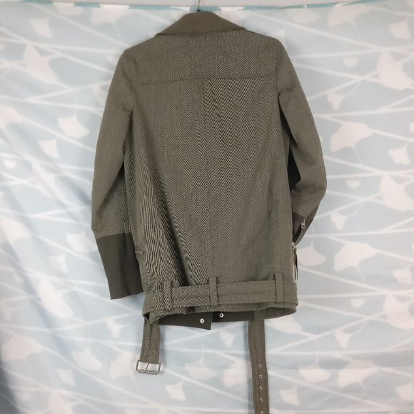 All Saints Zulia Biker Jacket Italian Cloth Deconstructed Belted Moto Distressed - Picture 4 of 8